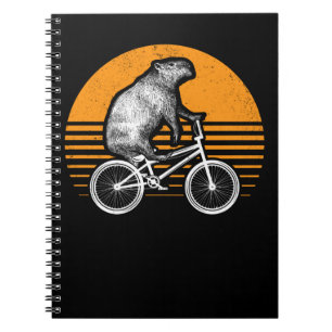 Carnet Funny Capybara vélo d'équitation Retro Capibara
