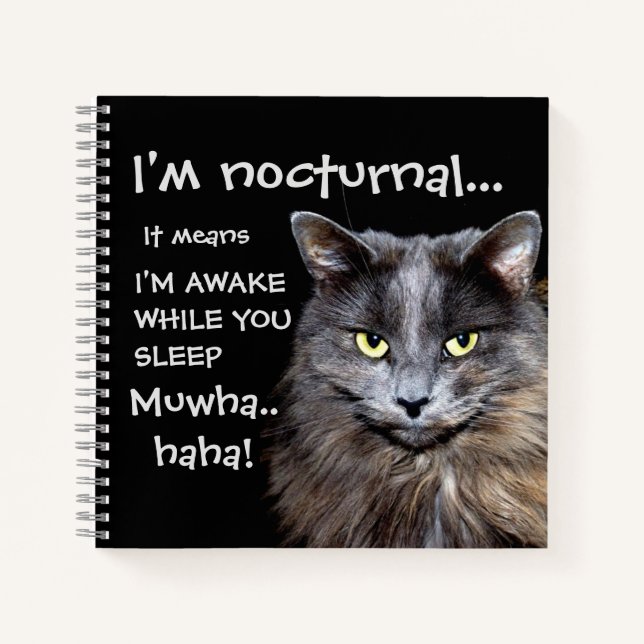 Carnet Funny Cat is Nocturnal Evil Laugh  (Devant)