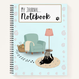 Carnet Funny cute cat Blue and black