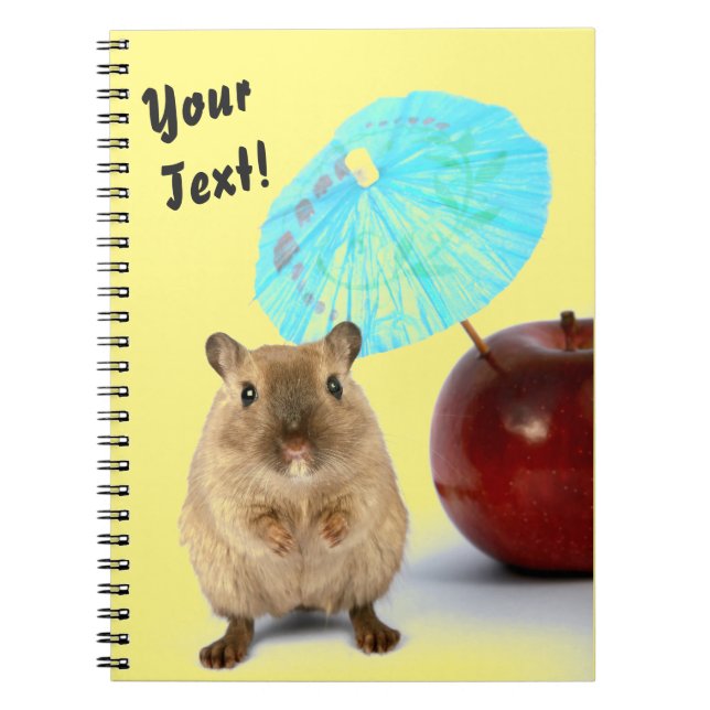 Carnet Funny Cute Gerbil Summer Holiday Yellow Your Text (Devant)