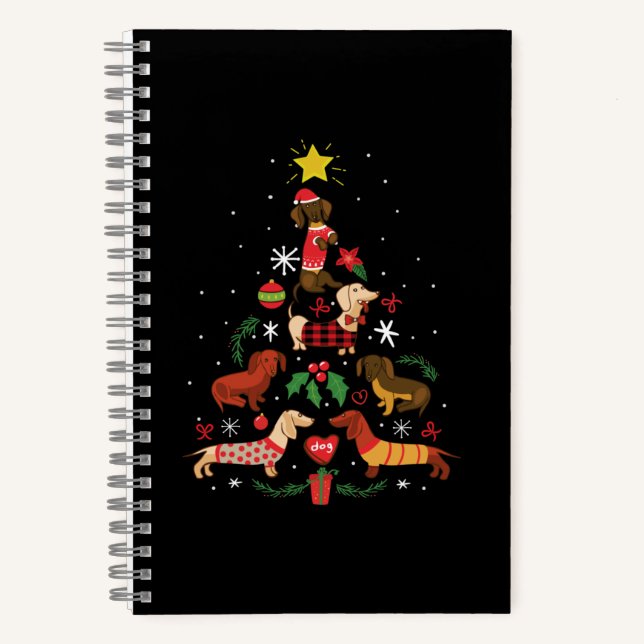 Carnet Funny Dachshund Christmas Tree (Recto)