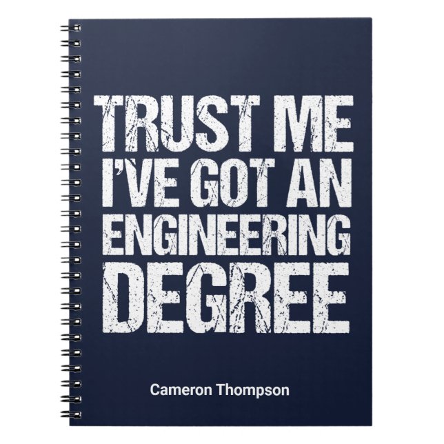 Carnet Funny Engineering Graduation Custom Engineer Blue (Devant)