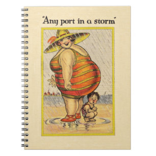 Carnet Funny Fat Lady sur la plage