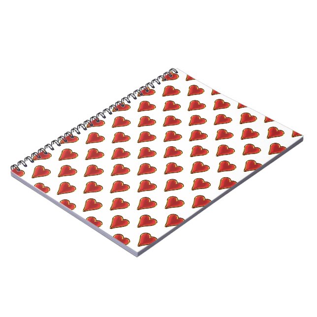 Carnet Funny Heart Pattern gold red + your backgr. & (Côté gauche)