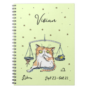 Carnet Funny Libra Zodiac Chat Étoile signe horoscope