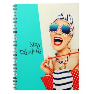 Carnet Funny Retro Fabulous Beach Femme dans les lunettes