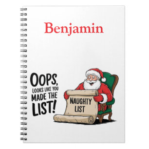 Carnet Funny Santa Claus Naughty List Design de Noël