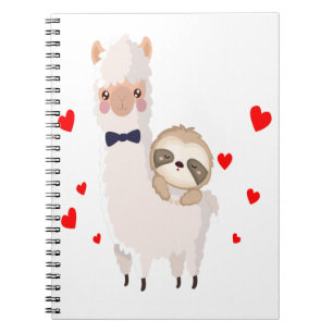 Carnet Funny Sloth Riding Llama Shirt drôle Coeurs d'Alpa