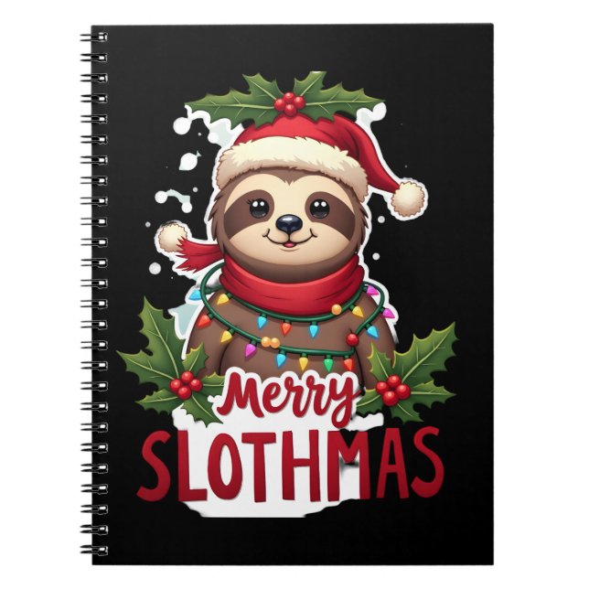 Carnet Funny Sloth Xmas Lights Merry Slothmas Sloth Chris (Devant)