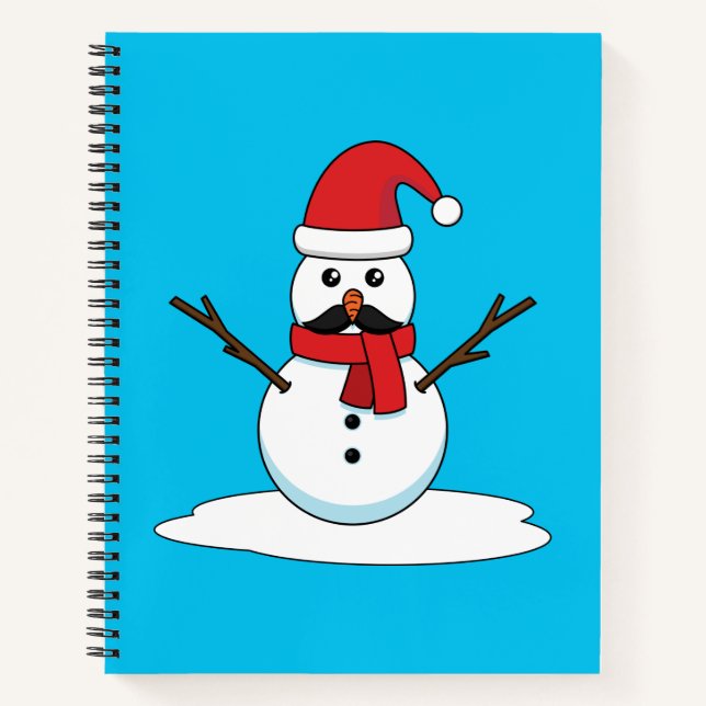 Carnet Funny Snowman avec Moustache et carotte (Devant)