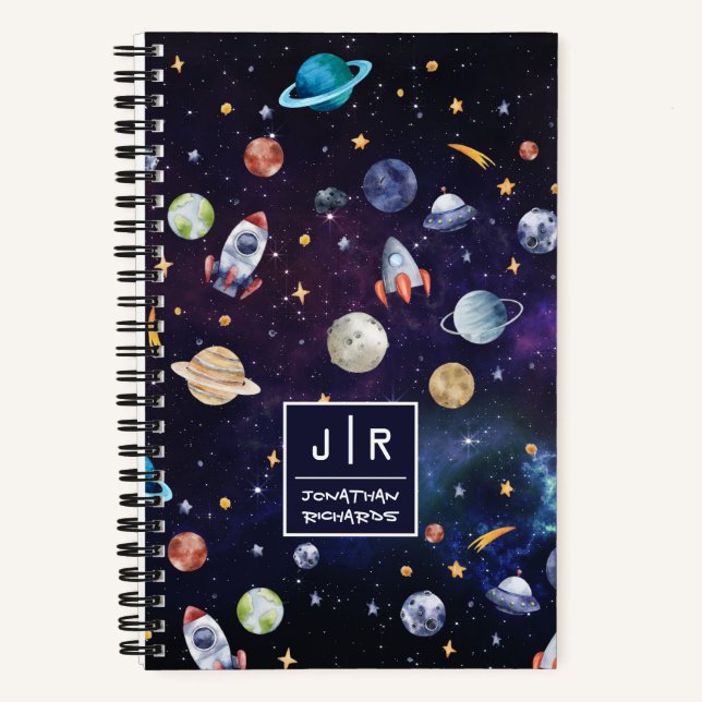 Carnet Fusée de l'espace extérieur Galaxie Planètes Perso (Recto)