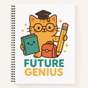 Carnet Future Genius - Cute Cat avec Essentials de l'écol