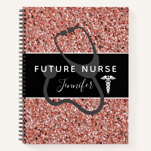 Carnet Future infirmière Médicale Parties scintillant ros (Devant)
