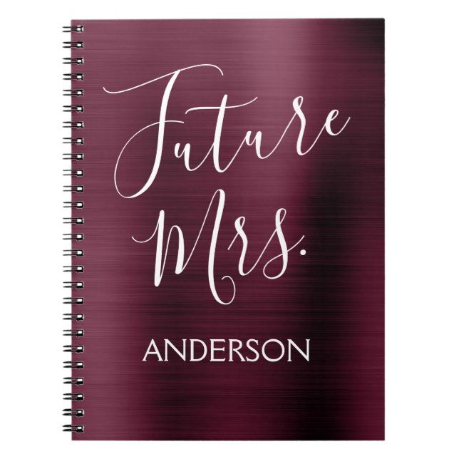 Carnet Future Mme Burgundy Purple Planificateur de Fêtes  (Devant)