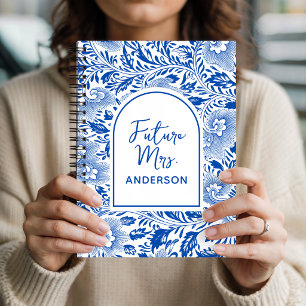 Carnet Future Mrs Chinoiserie Bleue Personnalisée Maria