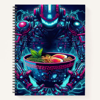 Carnet Futuristic Cyberpunk Robot Neon Food Ramen