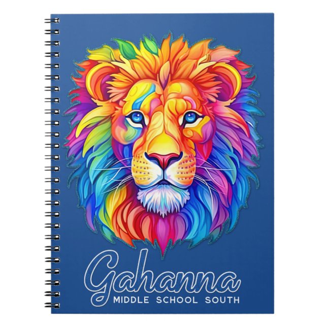 Carnet Gahanna Rainbow Tête de lion Faux Parties scintill (Devant)