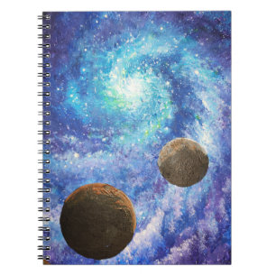 Carnet Galaxie bleue et planètes