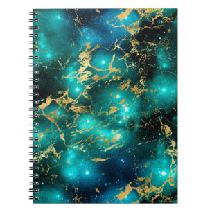 Carnet Galaxie de marbre vert et or à l'aquarelle épousto
