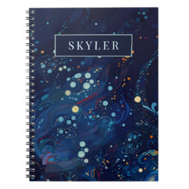 Carnet Galaxie tourbillonnante bleu marine de minuit abst
