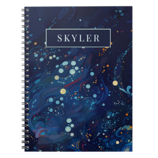 Carnet Galaxie tourbillonnante bleu marine de minuit abst