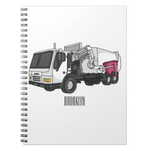 Carnet Garbage truck cartoon illustration