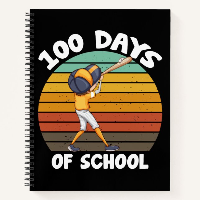 Carnet Garçons 100 jours d'école Baseball 100e jour (Devant)