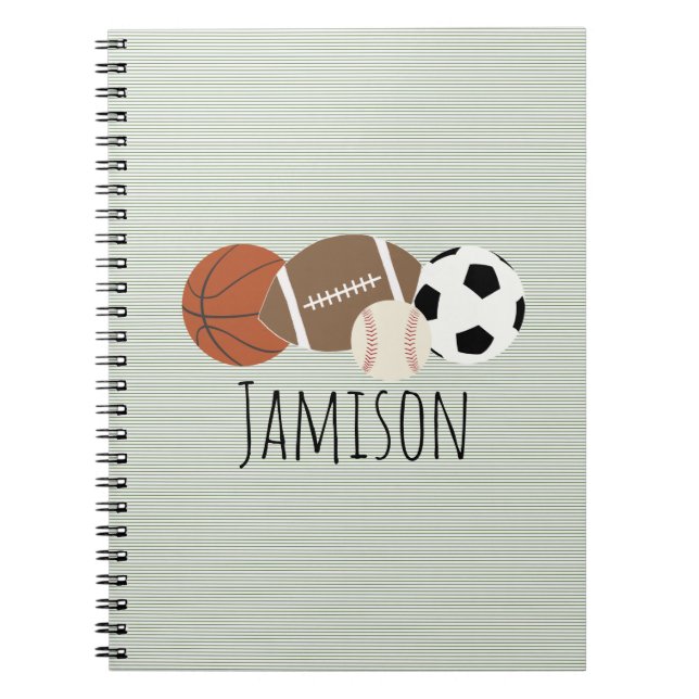 Carnet Garçons Sports Green Stripe  (Devant)