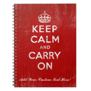 Carnet Gardez le calme et continuez, rouge et blanc