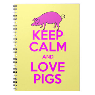 Carnet Gardez le calme et l'amour des cochons roses