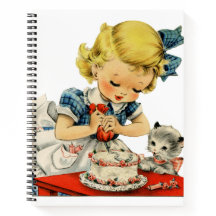 Gâteau de fille d'anniversaire rétro Chat Enfants 