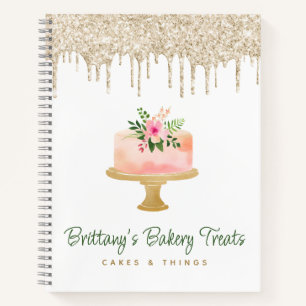 Carnet Gâteau rose vierge Parties scintillant d'or Drives