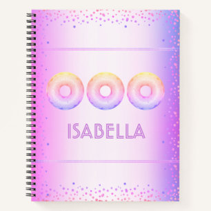 Carnet Gateaux doughnuts arc-en-ciel rose violet pailleté