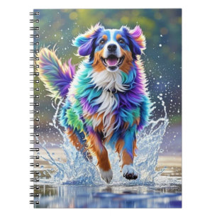 Carnet Géant coloré heureux jouant chien drôle, splash