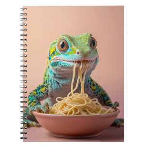 Carnet Gecko Drôle Manger Spaghetti
