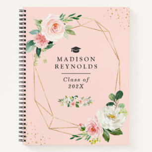 Carnet Geo Gold Frame Blush Pink Floral Graduation