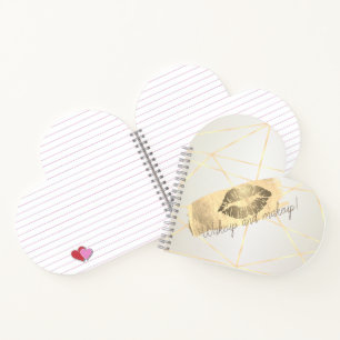 Carnet Géométrique Féminin, Pinceau Doré, Lèvres Pailleté