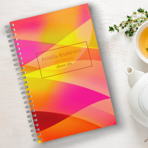 Carnet Géométrique orange minimaliste Nom du planificateu