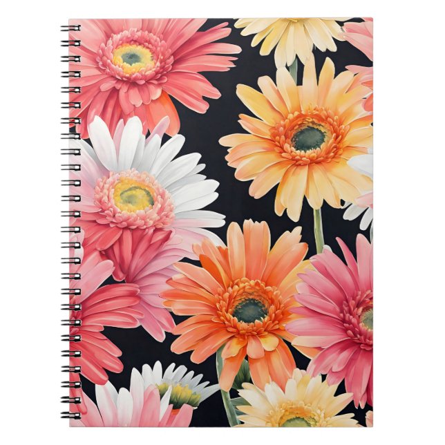 Carnet Gerbera Daisy - Watercolor flowers (Devant)