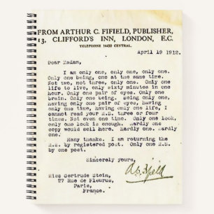 Carnet Gertrude Stein Lettre de rejet