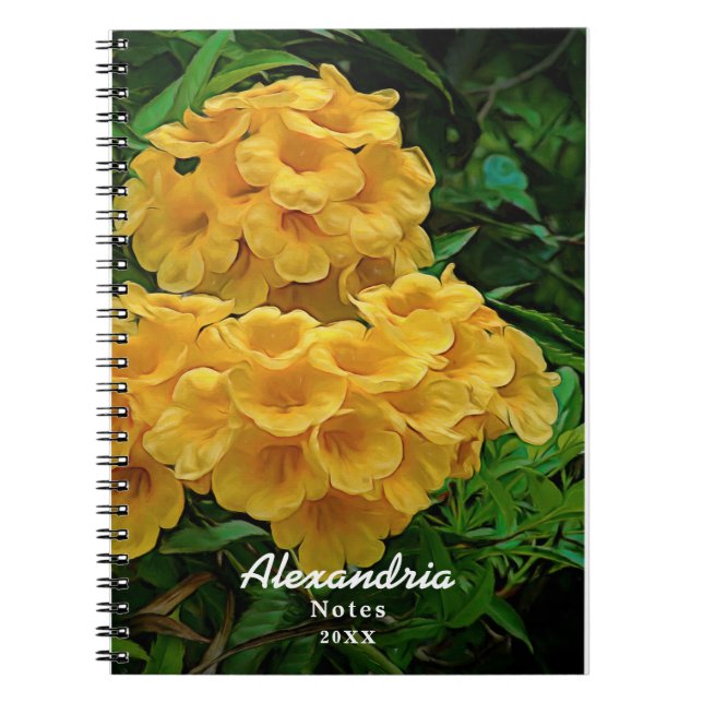 Carnet Gingembre Jaune Thomas Aquarelle Fleurs Personnali (Devant)