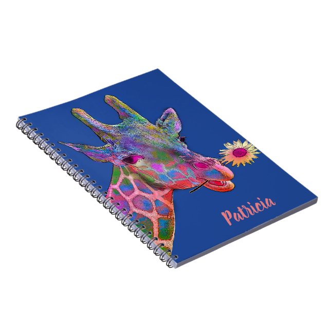 Carnet Girafe colorée avec fleur (Côté Droit)