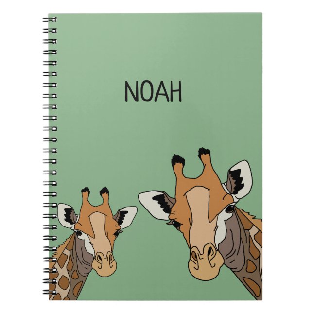 Carnet Girafe Personnalisée Drôle Vert (Devant)