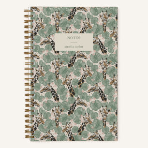 Carnet Girafe Vert Sauge Notes Botaniques Tropicales