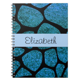 Carnet Giraffe Bleue, Parties scintillant Bleue, Jungle,