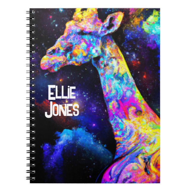 Carnet Giraffe psychédélique nom modifiable (Devant)