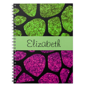 Carnet Giraffe Verte, Giraffe Rose, Parties scintillant,