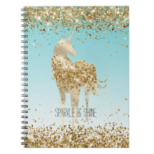 Carnet Girl Aqua Gold Confetti Parties scintillant Unicor