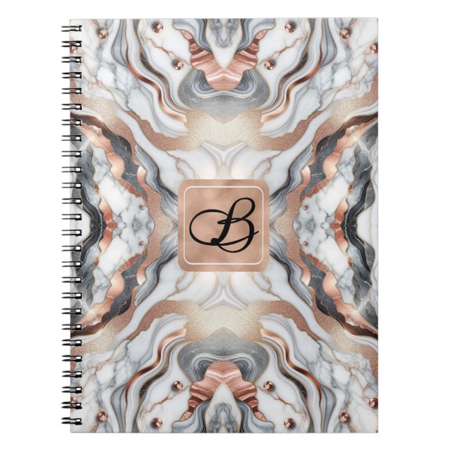 Carnet Girl Glam Rose Gold Argent & Marbre blanc (Devant)