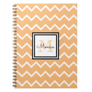 Carnet Girl Pastel Orange Nom Monogram Chevron